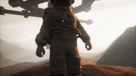 Astronaut-Läuft-Auf-Einem-Marsplaneten